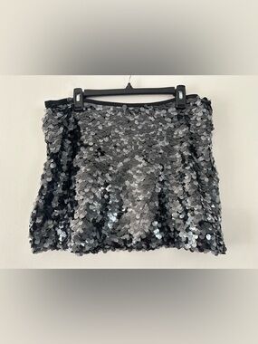 Shimmer Sequin Mini Skirt - Silver/Black